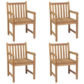 vidaXL Gartenstühle 4 Stk. mit Beigen Kissen Massivholz Teak