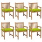 vidaXL Gartenstühle 6 Stk. mit Hellgrünen Kissen Massivholz Teak vidaXL Gartenstühle 6 Stk. mit Hellgrünen Kissen Massivholz Teak