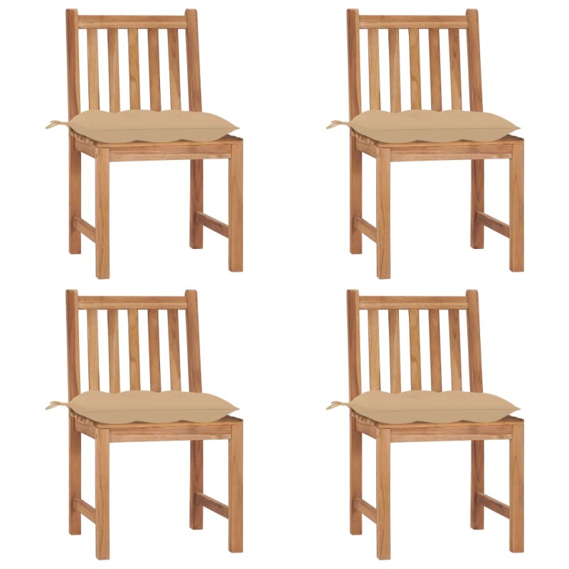 vidaXL Gartenstühle 4 Stk. mit Kissen Massivholz Teak vidaXL Gartenstühle 4 Stk. mit Kissen Massivholz Teak