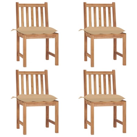 vidaXL Gartenstühle 4 Stk. mit Kissen Massivholz Teak 