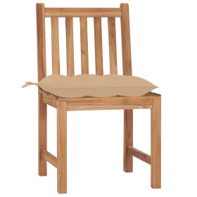 vidaXL Gartenstühle 4 Stk. mit Kissen Massivholz Teak 