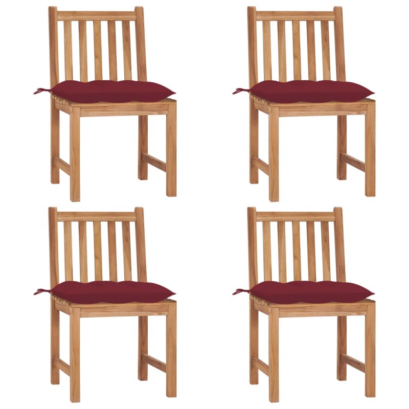 vidaXL Gartenstühle 4 Stk. mit Kissen Massivholz Teak vidaXL Gartenstühle 4 Stk. mit Kissen Massivholz Teak