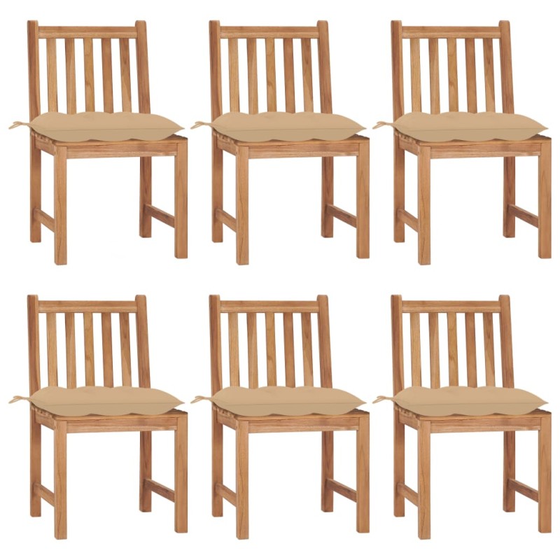 vidaXL Gartenstühle 6 Stk. mit Kissen Massivholz Teak vidaXL Gartenstühle 6 Stk. mit Kissen Massivholz Teak