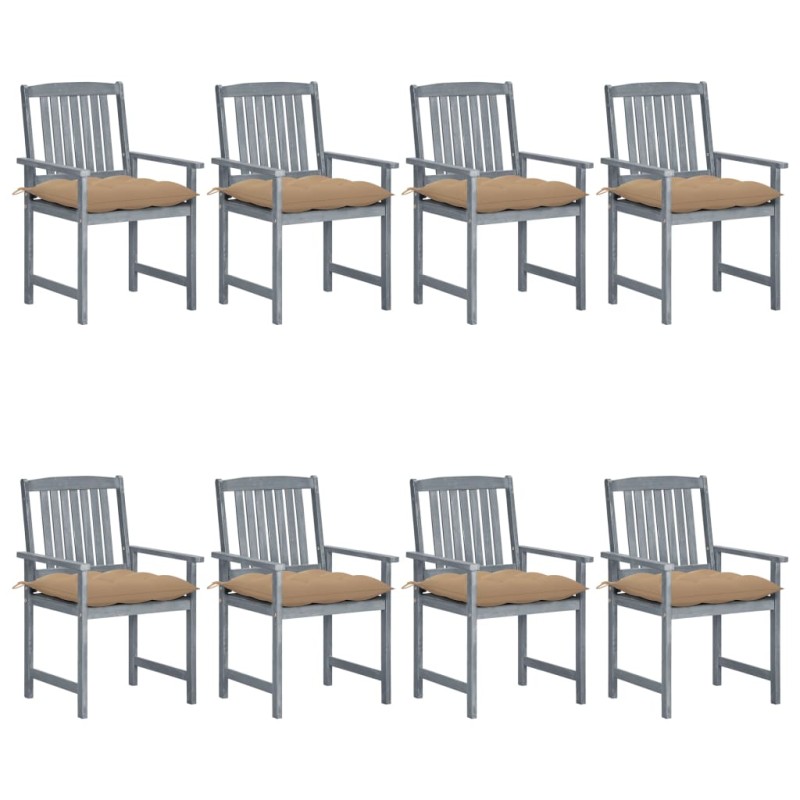 vidaXL Gartenstühle mit Kissen 8 Stk. Massivholz Akazie Grau vidaXL Gartenstühle mit Kissen 8 Stk. Massivholz Akazie Grau