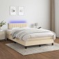 vidaXL Boxspringbett mit Matratze & LED Creme 120x190 cm Stoff vidaXL Boxspringbett mit Matratze & LED Creme 120x190 cm Stoff