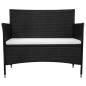 vidaXL Gartenbank mit Kissen Poly Rattan Schwarz vidaXL Gartenbank mit Kissen Poly Rattan Schwarz