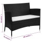 vidaXL Gartenbank mit Kissen Poly Rattan Schwarz vidaXL Gartenbank mit Kissen Poly Rattan Schwarz