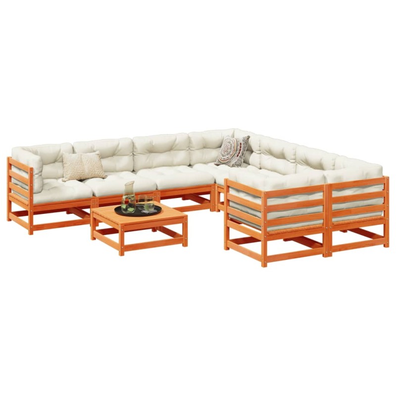 vidaXL 9-tlg. Garten-Sofagarnitur mit Kissen Wachsbraun Kiefernholz vidaXL 9-tlg. Garten-Sofagarnitur mit Kissen Wachsbraun Kiefernholz