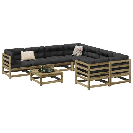 vidaXL 9-tlg. Garten-Sofagarnitur mit Kissen Kiefernholz Imprägniert