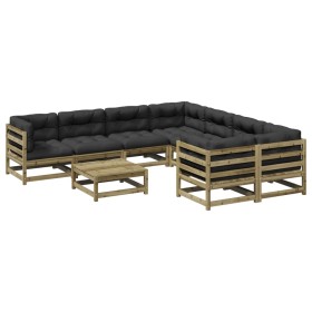 vidaXL 9-tlg. Garten-Sofagarnitur mit Kissen Kiefernholz Imprägniert