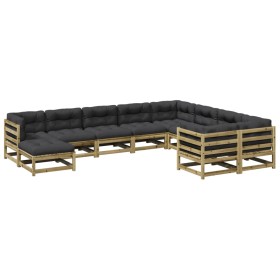 vidaXL 10-tlg. Garten-Sofagarnitur mit Kissen Kiefernholz Imprägniert