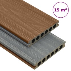 vidaXL WPC Terrassendielen mit Zubehör Braun und Grau 15 m² 4 m