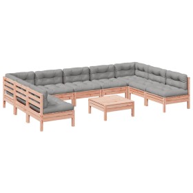 vidaXL 10-tlg. Garten-Sofagarnitur mit Kissen Massivholz Douglasie