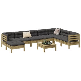 vidaXL 9-tlg. Garten-Sofagarnitur mit Kissen Kiefernholz Imprägniert