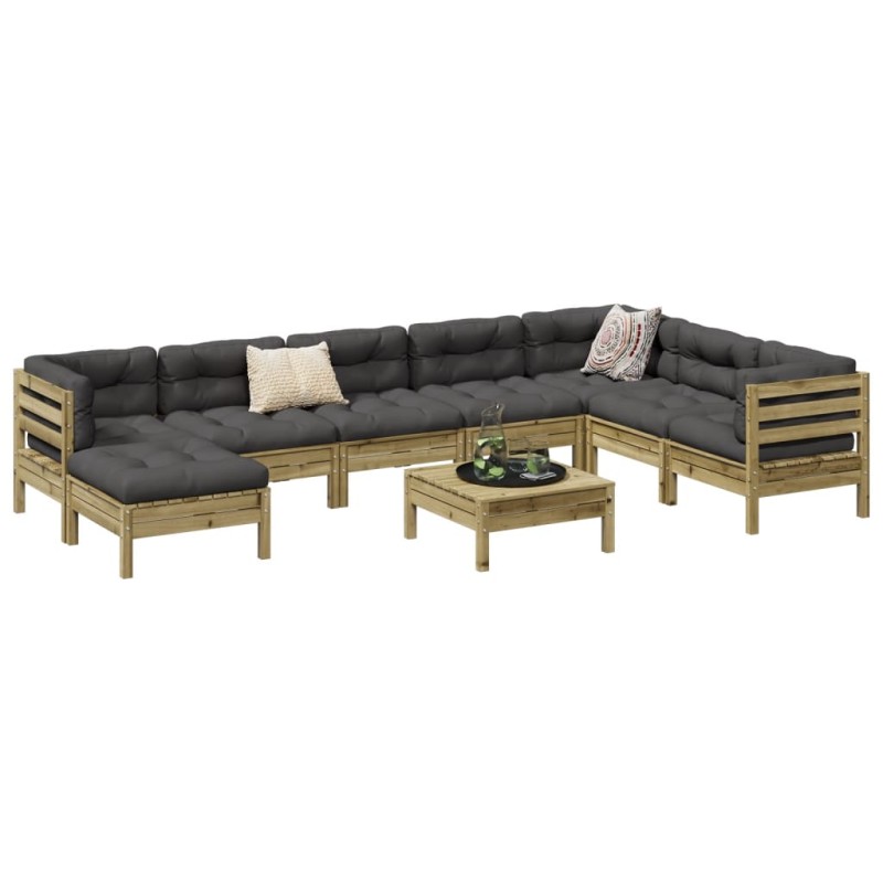 vidaXL 9-tlg. Garten-Sofagarnitur mit Kissen Kiefernholz Imprägniert vidaXL 9-tlg. Garten-Sofagarnitur mit Kissen Kiefernholz Imprägniert