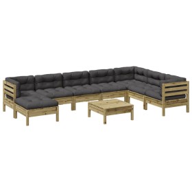 vidaXL 9-tlg. Garten-Sofagarnitur mit Kissen Kiefernholz Imprägniert