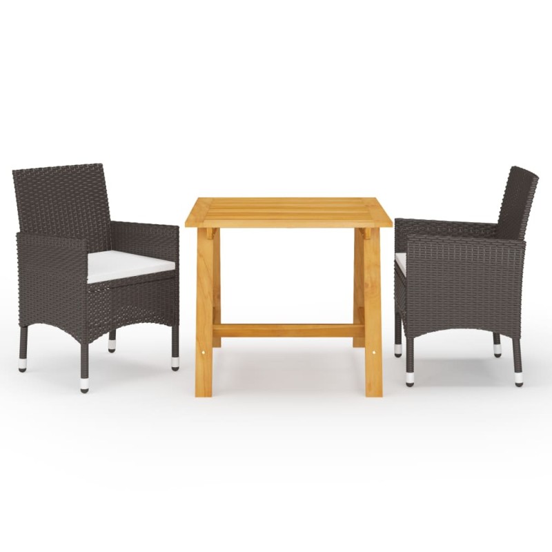 vidaXL 3-tlg. Garten-Essgruppe mit Kissen Braun vidaXL 3-tlg. Garten-Essgruppe mit Kissen Braun