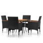 vidaXL 5-tlg. Bistro-Set Poly-Rattan und Massivholz Schwarz vidaXL 5-tlg. Bistro-Set Poly-Rattan und Massivholz Schwarz