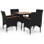 vidaXL 5-tlg. Garten-Essgruppe Poly Rattan und Massivholz Schwarz vidaXL 5-tlg. Garten-Essgruppe Poly Rattan und Massivholz Schwarz