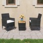 vidaXL 3-tlg. Bistro-Set Poly Rattan und Massivholz Schwarz vidaXL 3-tlg. Bistro-Set Poly Rattan und Massivholz Schwarz