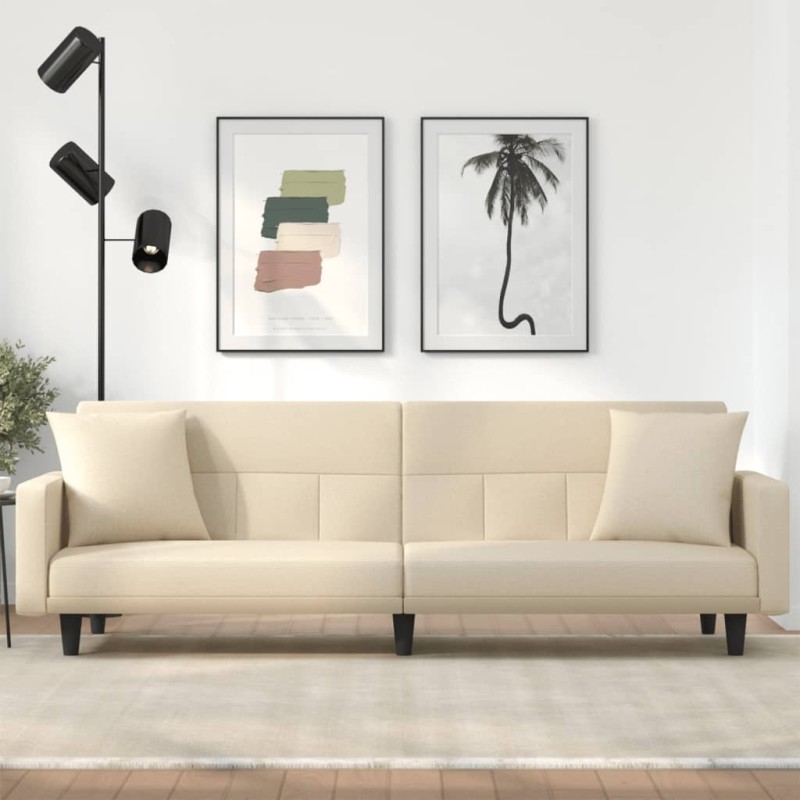 vidaXL Schlafsofa mit Kissen Creme Stoff vidaXL Schlafsofa mit Kissen Creme Stoff