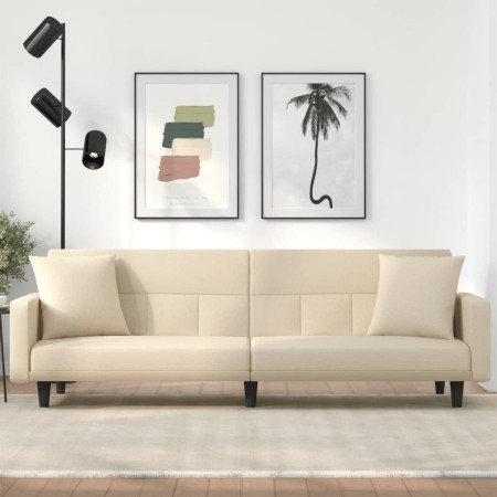 vidaXL Schlafsofa mit Kissen Creme Stoff