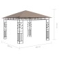 Pavillon mit Moskitonetz & LED-Lichterkette 3x3x2,73 m Taupe Pavillon mit Moskitonetz & LED-Lichterkette 3x3x2,73 m Taupe