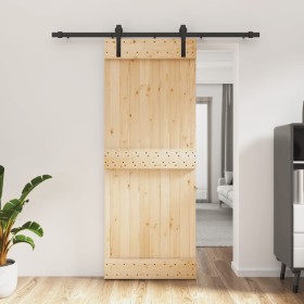 vidaXL Schiebetür mit Beschlag 80x210 cm Massivholz Kiefer