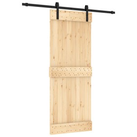 vidaXL Schiebetür mit Beschlag 80x210 cm Massivholz Kiefer