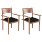 vidaXL Gartenstühle 2 Stk. mit Schwarzen Kissen Massivholz Teak vidaXL Gartenstühle 2 Stk. mit Schwarzen Kissen Massivholz Teak