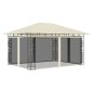 Pavillon mit Moskitonetz & LED-Lichterkette 4x3x2,73m Cremeweiß Pavillon mit Moskitonetz & LED-Lichterkette 4x3x2,73m Cremeweiß