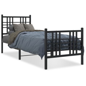 vidaXL Bettgestell mit Kopf- und Fußteil Metall Schwarz 80x200 cm