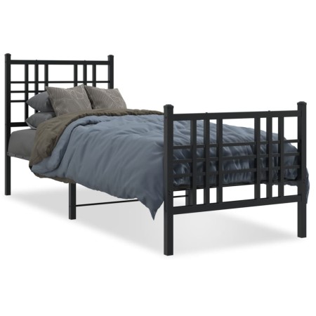 vidaXL Bettgestell mit Kopf- und Fußteil Metall Schwarz 80x200 cm