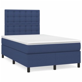vidaXL Boxspringbett mit Matratze Blau 120x190 cm Stoff