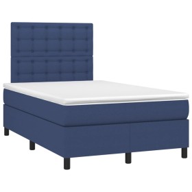vidaXL Boxspringbett mit Matratze Blau 120x190 cm Stoff
