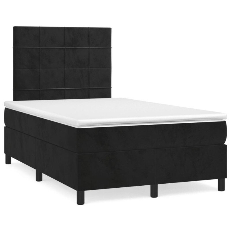 vidaXL Boxspringbett mit Matratze Schwarz 120x190 cm Samt vidaXL Boxspringbett mit Matratze Schwarz 120x190 cm Samt