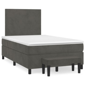vidaXL Boxspringbett mit Matratze Dunkelgrün 120x190 cm Samt