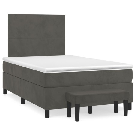 vidaXL Boxspringbett mit Matratze Dunkelgrün 120x190 cm Samt