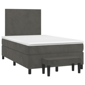 vidaXL Boxspringbett mit Matratze Dunkelgrün 120x190 cm Samt
