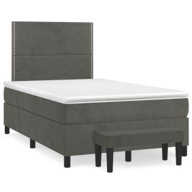 vidaXL Boxspringbett mit Matratze Dunkelgrün 120x190 cm Samt
