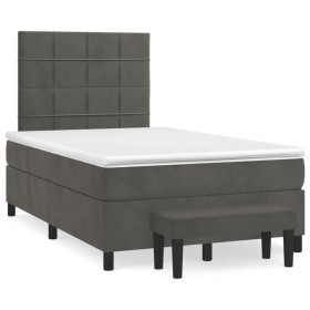 vidaXL Boxspringbett mit Matratze Dunkelgrün 120x190 cm Samt