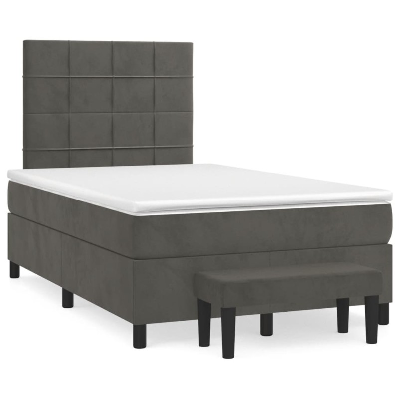 vidaXL Boxspringbett mit Matratze Dunkelgrün 120x190 cm Samt vidaXL Boxspringbett mit Matratze Dunkelgrün 120x190 cm Samt