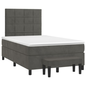 vidaXL Boxspringbett mit Matratze Dunkelgrün 120x190 cm Samt