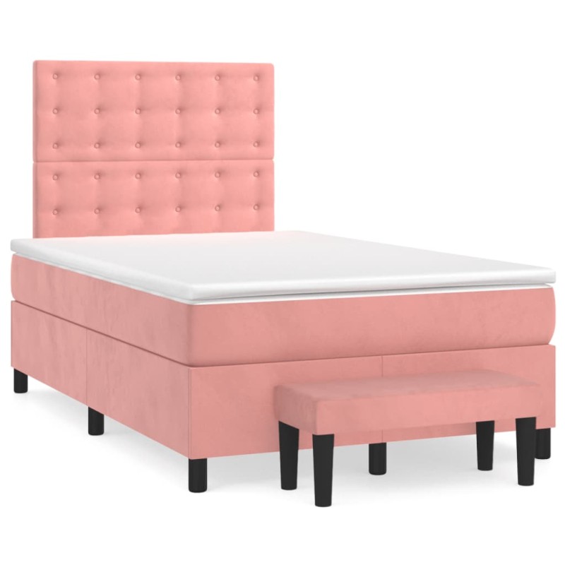 vidaXL Boxspringbett mit Matratze Rosa 120x190 cm Samt vidaXL Boxspringbett mit Matratze Rosa 120x190 cm Samt