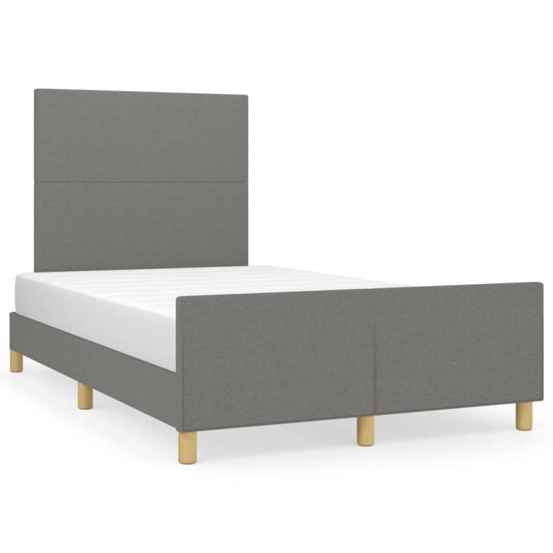 vidaXL Bettgestell mit Kopfteil Dunkelgrau 120x190 cm Stoff vidaXL Bettgestell mit Kopfteil Dunkelgrau 120x190 cm Stoff