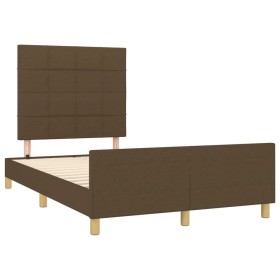 vidaXL Bettgestell mit Kopfteil Dunkelbraun 120x190 cm Stoff