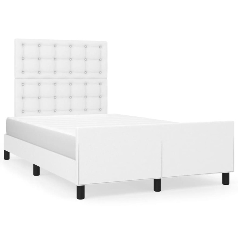 vidaXL Bettgestell mit Kopfteil Weiß 120x190 cm Kunstleder vidaXL Bettgestell mit Kopfteil Weiß 120x190 cm Kunstleder