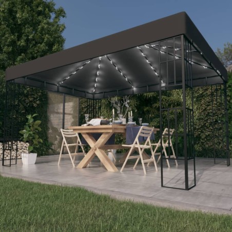 vidaXL Pavillon mit LED-Lichterkette 3x4 m Anthrazit