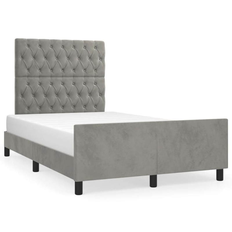 vidaXL Bettgestell mit Kopfteil Hellgrau 120x190 cm Samt vidaXL Bettgestell mit Kopfteil Hellgrau 120x190 cm Samt