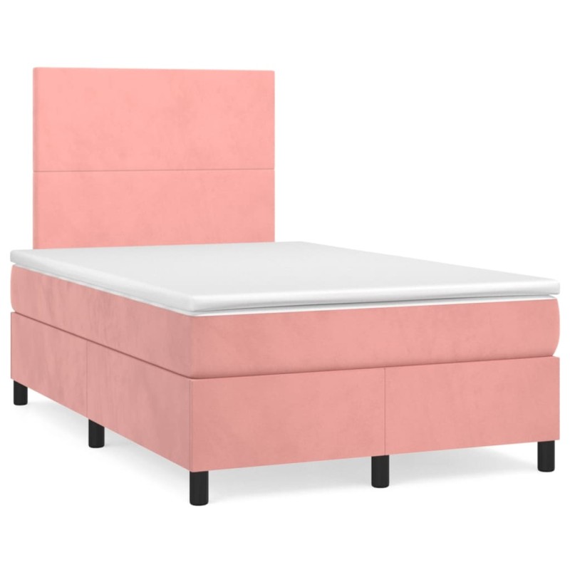 vidaXL Boxspringbett mit Matratze Rosa 120x190 cm Samt vidaXL Boxspringbett mit Matratze Rosa 120x190 cm Samt